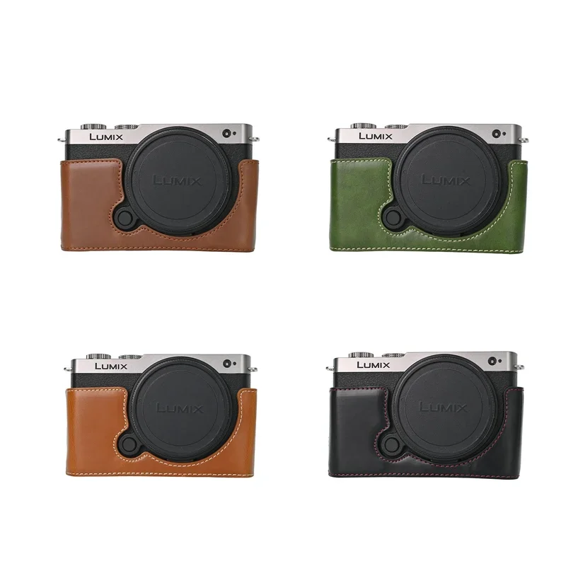 Handmade PU Smooth Leather Half Camera Case Bag Cover Bottom Opening Version for Panasonic Lumix S9