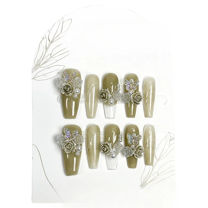 

*Hand-worn nail finished nail art patch advanced sense niche whitening fake nails removable