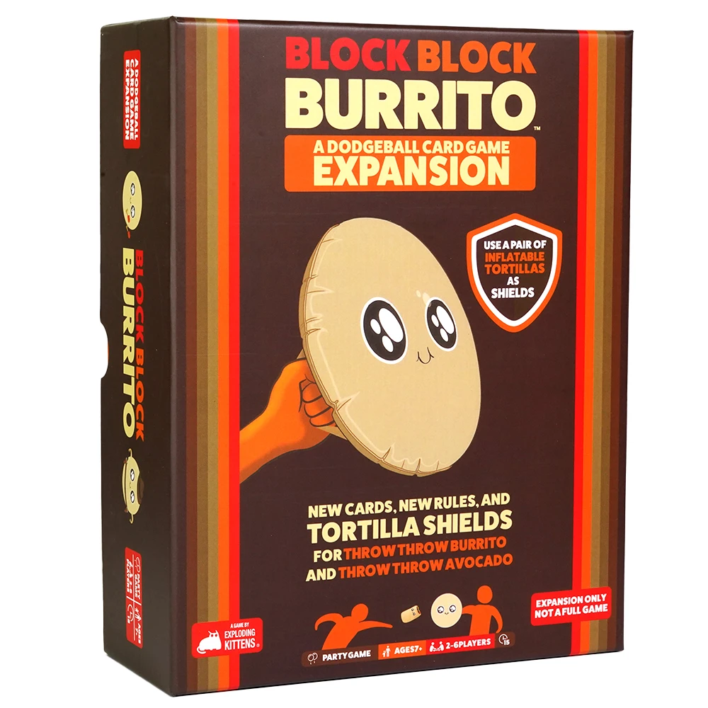 Exploding Kittens Presents Block Block Burrito Board Game Expansion to Throw Throw Burrito Throw Throw Avocado Card Games