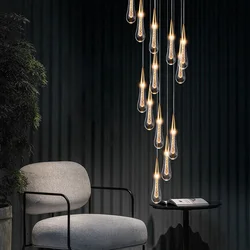 led Chandelier Crystal raindrop chandelier Living Room Dining Room Staircase Interior lighting Modern duplex attic chandelier