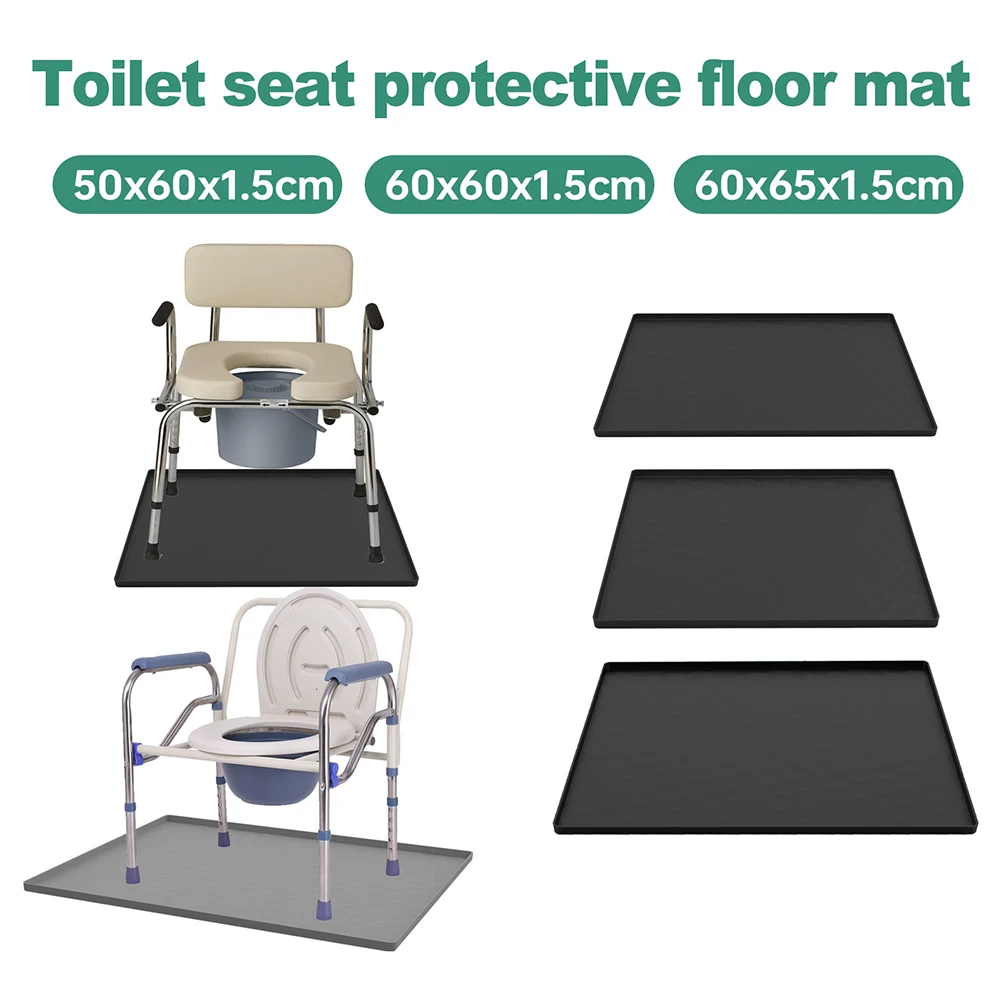 

Bedside Commodes Mat,Bedside Portable Toilet Silicone Mat With Raised Edge High-selling Tool Accessories
