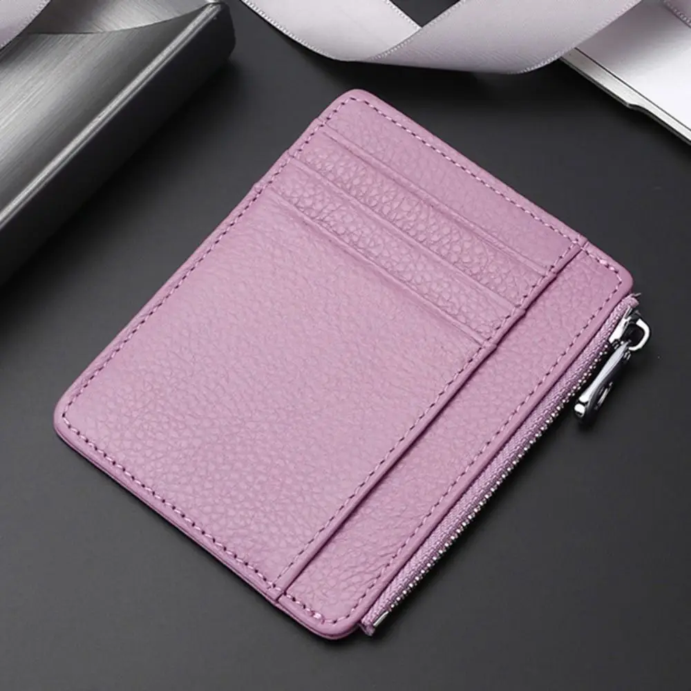 Portable Genuine Leather Card Case Ultra Thin Simple ID Package Multi-card Slot Leather Purses Men Women