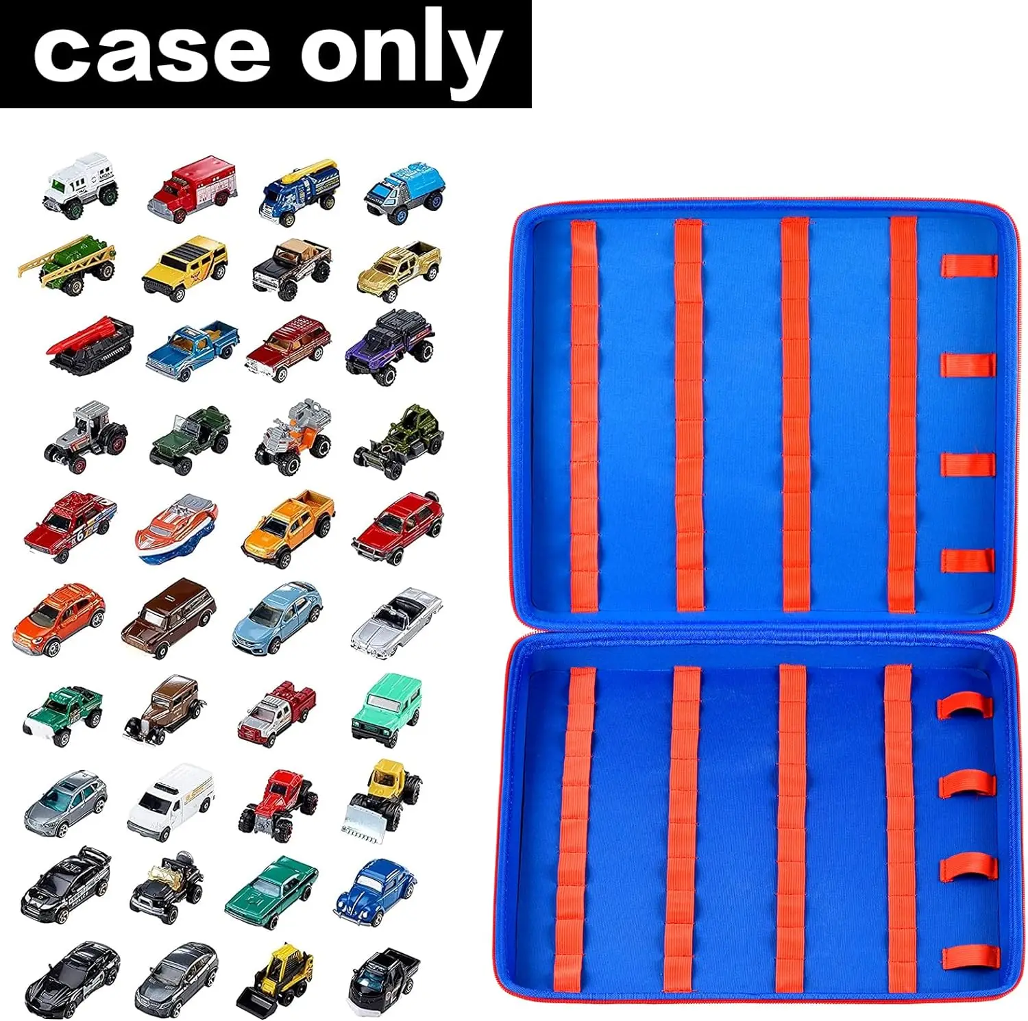 Toy Storage Organizer Case Compatible with Hot Wheels Car, Matchbox Cars, Portable， Fit for 88 Toys Car (Box Only)