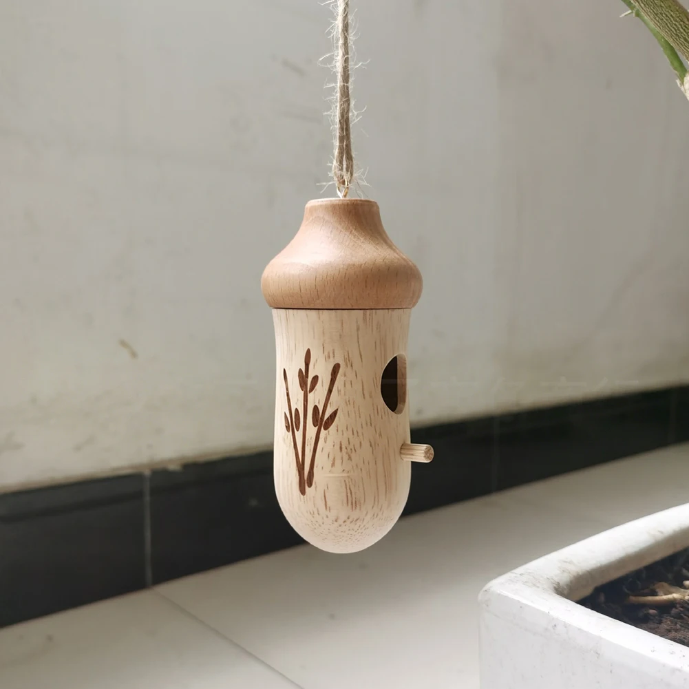 Natural Wood Hummingbird Houses 3 Pack for Outdoor Bird Watching Setup Suitable for Hummingbirds Swallows and Small Songbirds