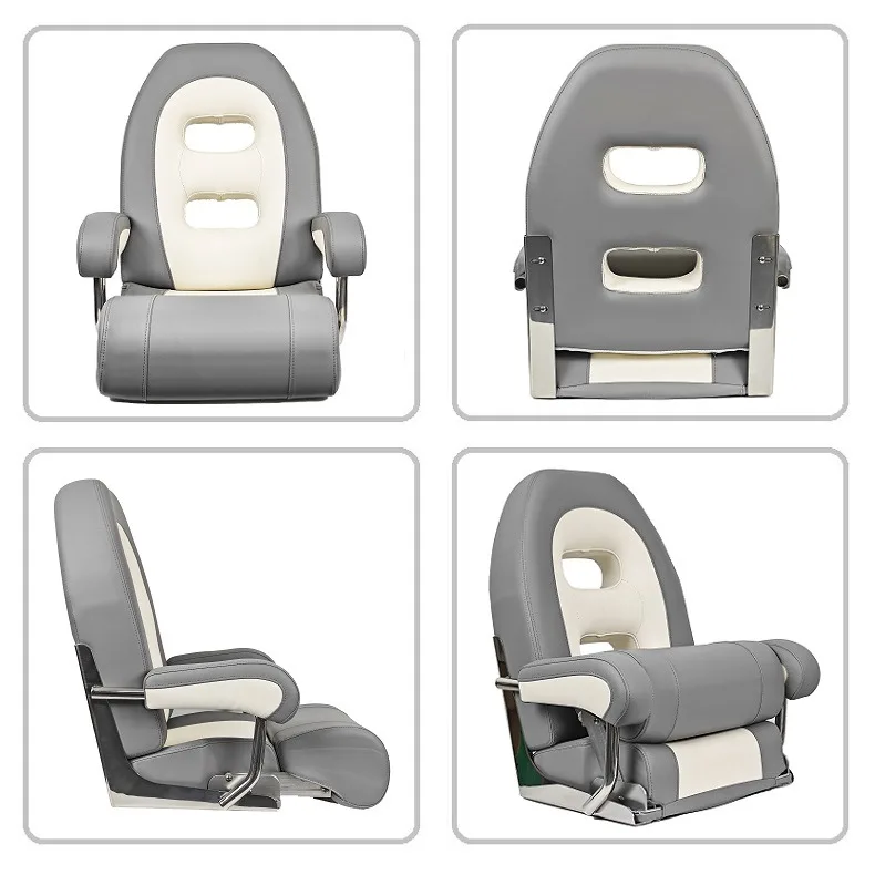 Airow auto Premium Allshine Marine Marine Grade Vinyl Flip-Up Boat Seat with Seat Cover and Piston for Fishing/Pontoon Boats