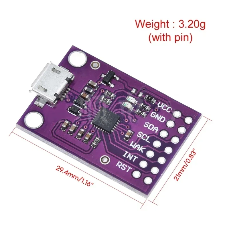 Placa depuración CP2112 Módulo comunicación USB a I2C 2.0 Adaptador módulo evaluación MicroUSB 2112 4.0-5.25V