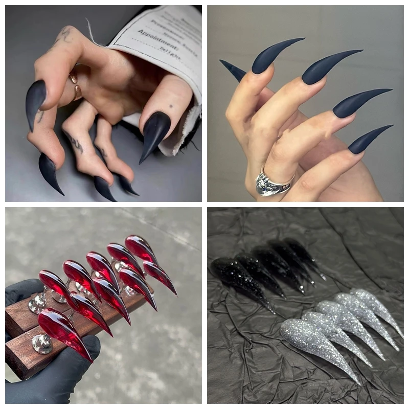 Handmade 10PCS Dragon Shape Claw Press On Nails Thick Reusable Long False Nails Short Acrylic Fake Nail With Glue Nail Supplies