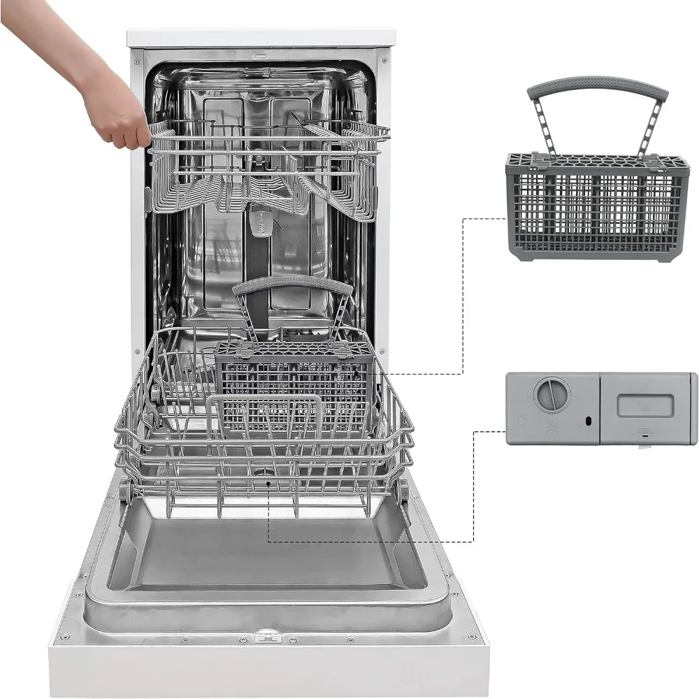 BLACK+DECKER Portable Dishwasher, 18 inches Wide, 8 Place Setting, White