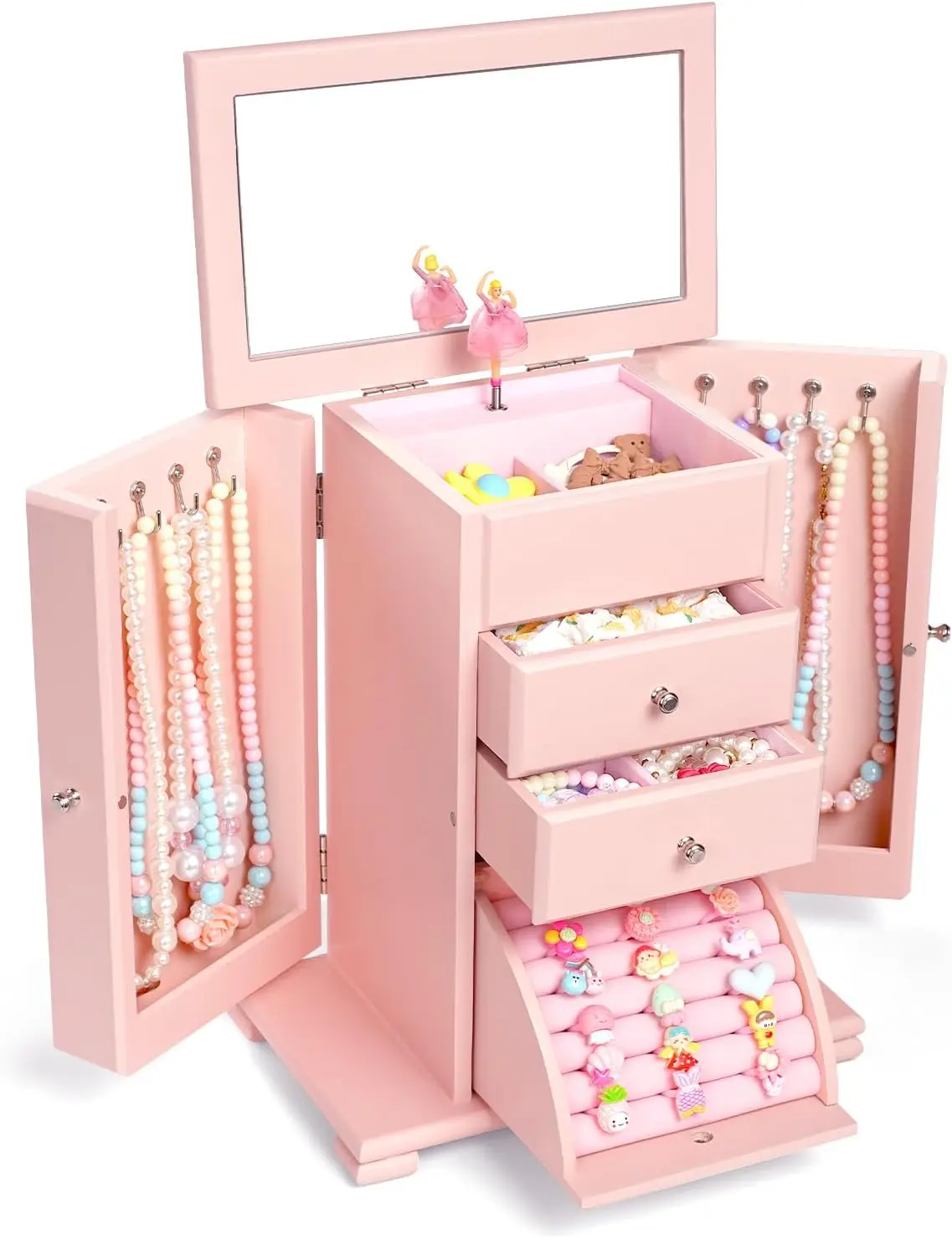 

Musical Jewelry Box for Girls, Large Kid Music Box with Ballerina for Birthday Bedroom Decor, 5 Layer Girl Jewelry Gifts