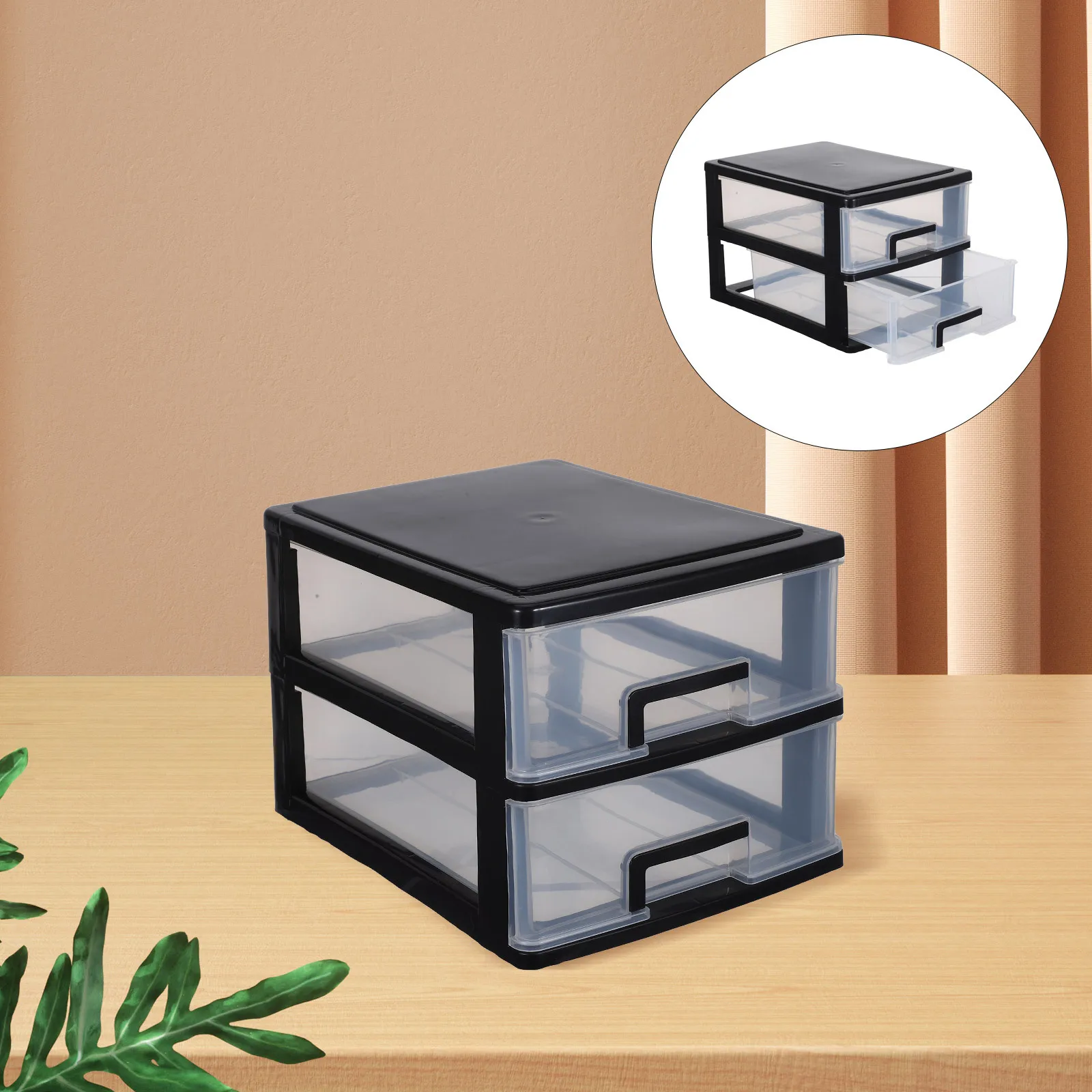 

2 Tier Transparent Drawer Storage Box Clear Desktop Organizer for Makeup Stationery Craft Supplies Dustproof Countertop Drawers