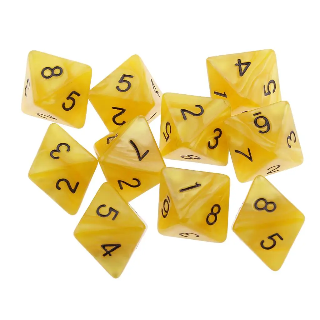 8 Sided Acrylic D8 Dice Pack for Education Table Games RPG Party Playing Game Dice Set