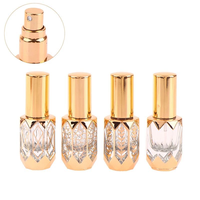 6ml Mini Spray Bottle 6ml Ultra Luxury Gold Plating Glass Perfume Portable Refillable Bottles Transparent Alcohol Mist Atomizer