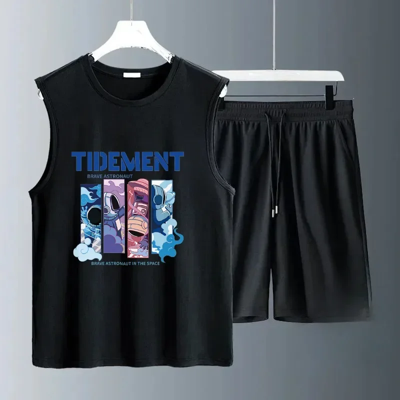 

Men's Sets 2025 Summer Thin Sleeveless T shirt Manga Anime Men's shirt Trendy Comfortable Casual Tennis Gym Sports Running Sets
