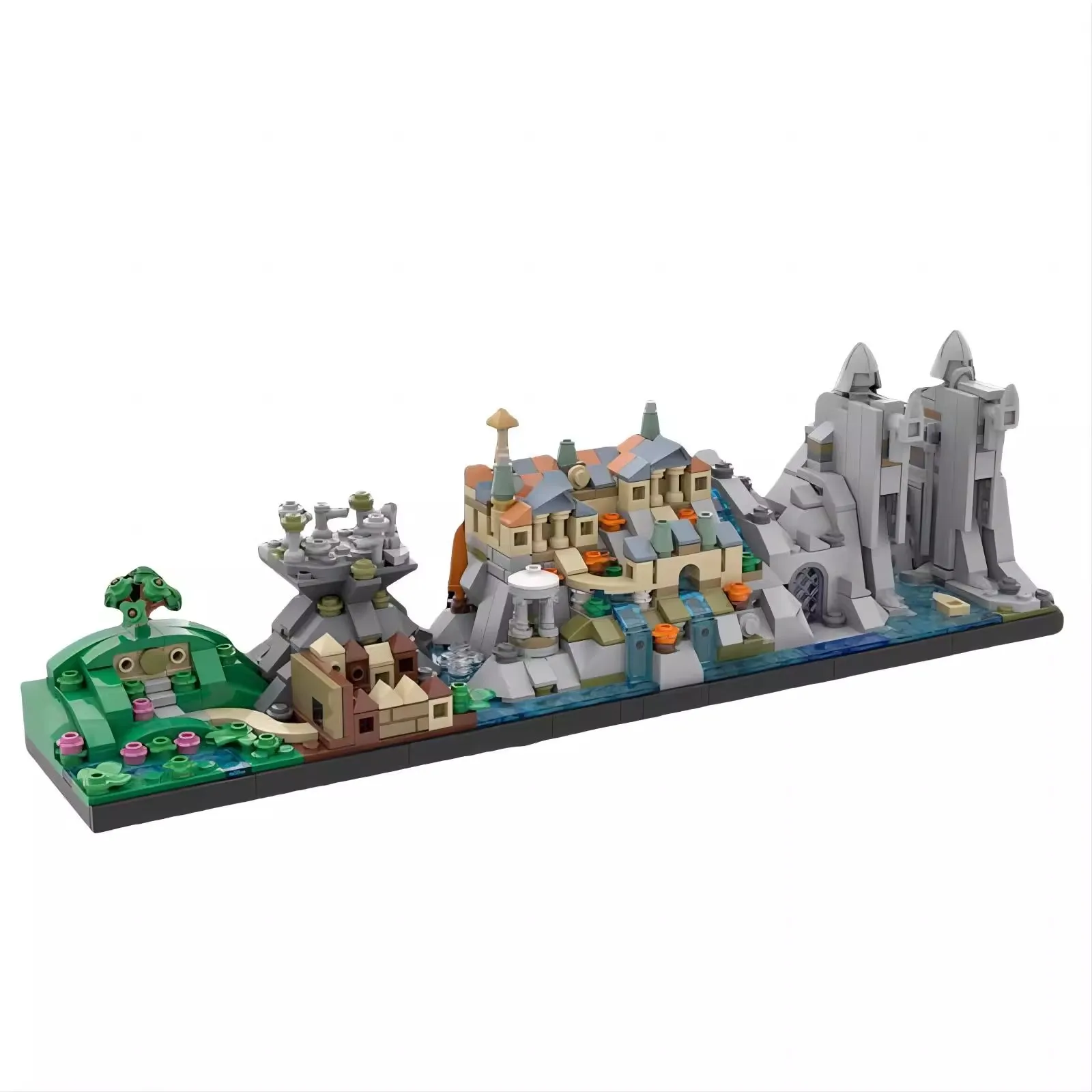 MOC Klassieke Film De Fellowship Skyline Bouwstenen Micro Minas Tirith Stad Architectuur Model Volwassen Gebouw Speelgoed Kerstcadeau