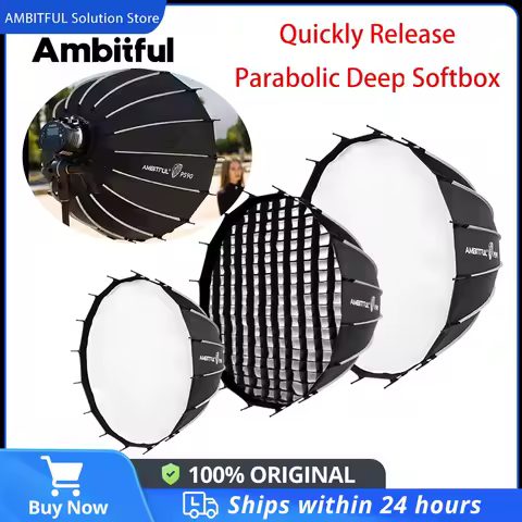 AMBITFUL PS60 70CM PS90 90CM PS120 120CM New Quickly Release Parabolic Deep Softbox Grid for Bowens Elincrhom Mount