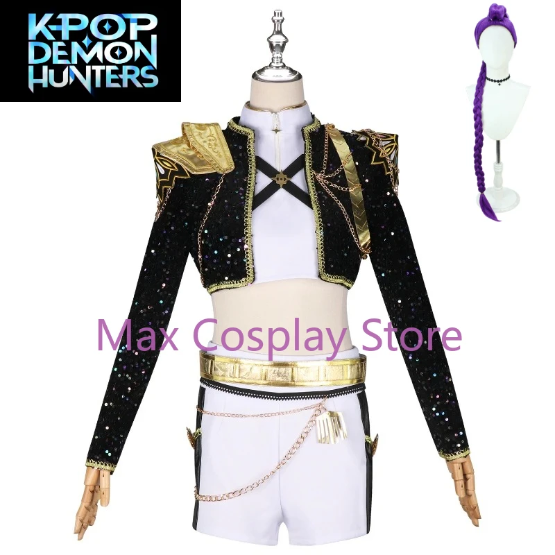 

Новый костюм для косплея для девочек, куртка с блестками, золотые акценты, укороченный топ с цепочкой, белые шорты, наряд для ролевых игр, праздничный костюм