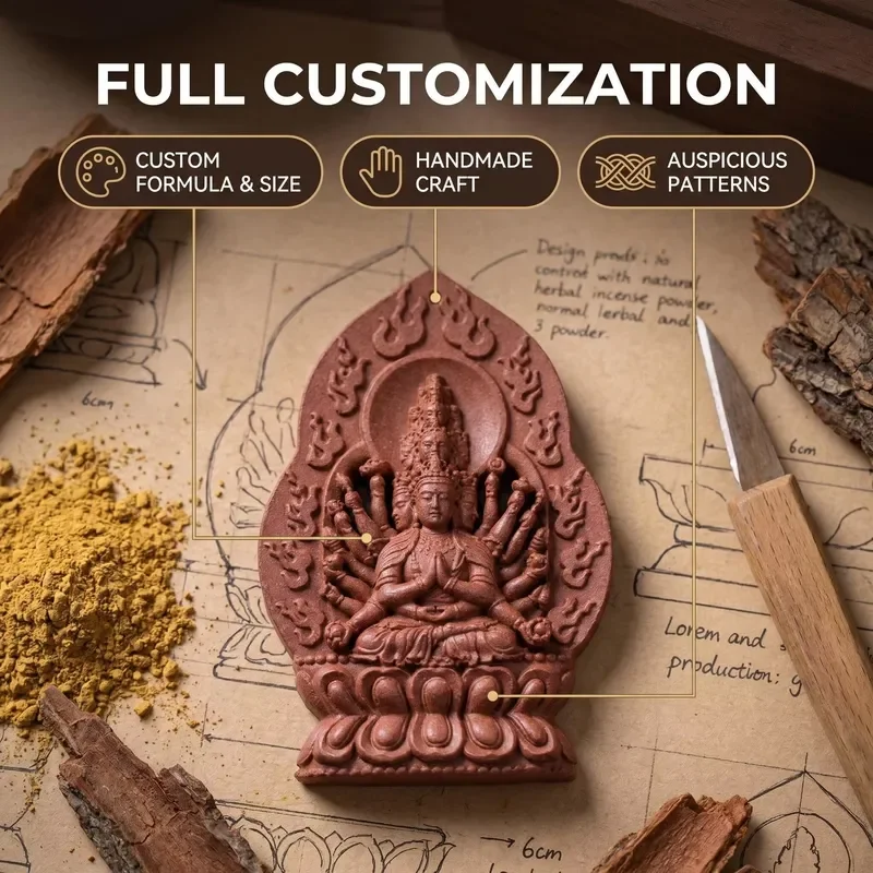 Handmade Herbal Aromatherapy Thousand Hands Guanyin Pendant Necklace Zodiac Guardian Charm Spiritual Jewelry Chinese Style