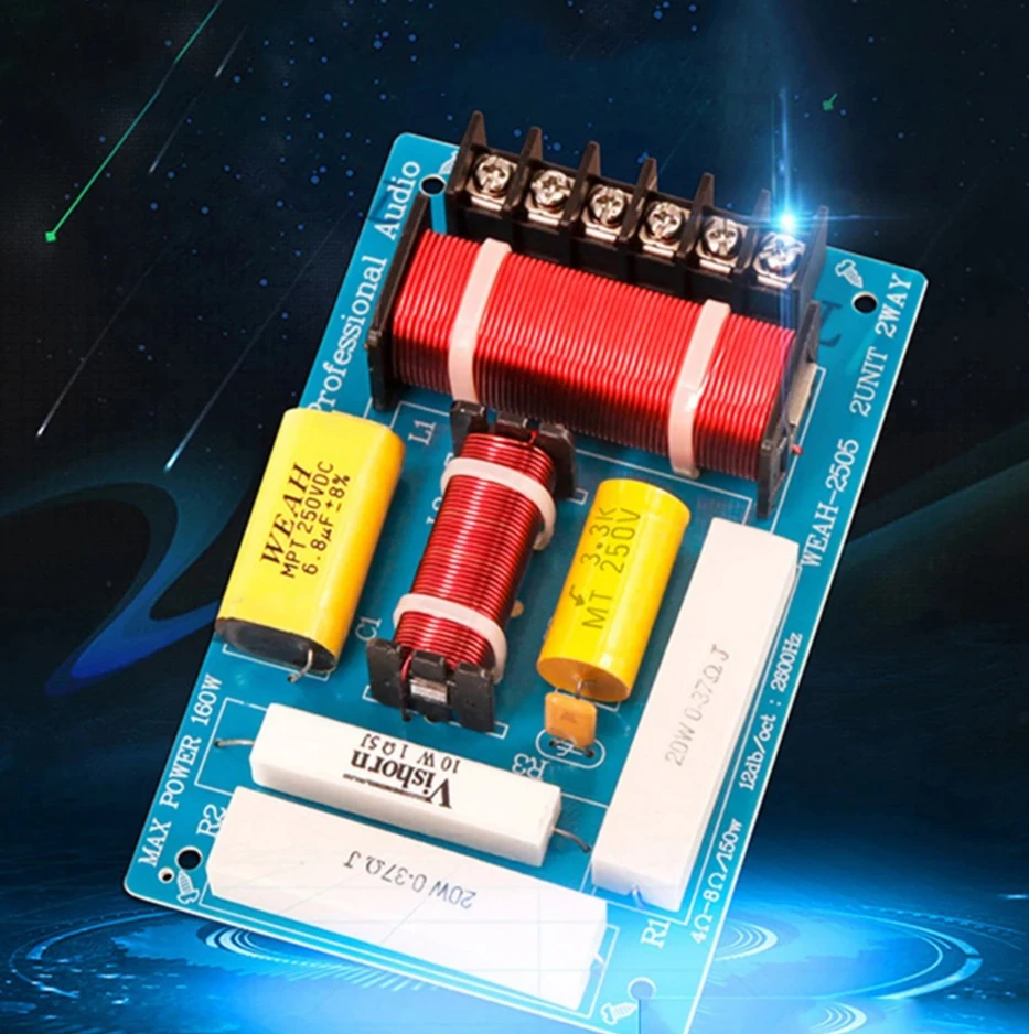 10pcs200W divisor de frequência MKP capacitor 2 canais de áudio placa de circuito de filtro de alta fidelidade acessórios indutores de baixo