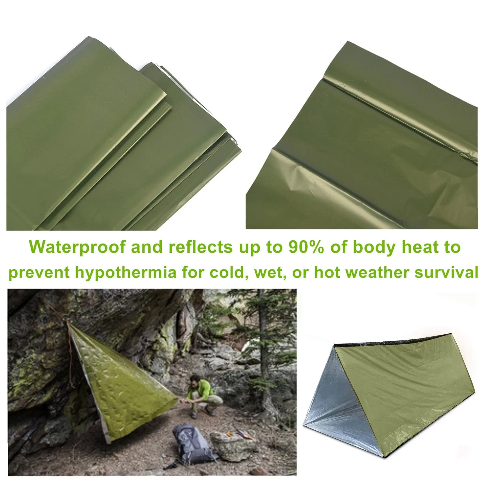 Emergency tent, Waterproof 2 Person Emergency Tube Tent for Camping and Outdoor Activities