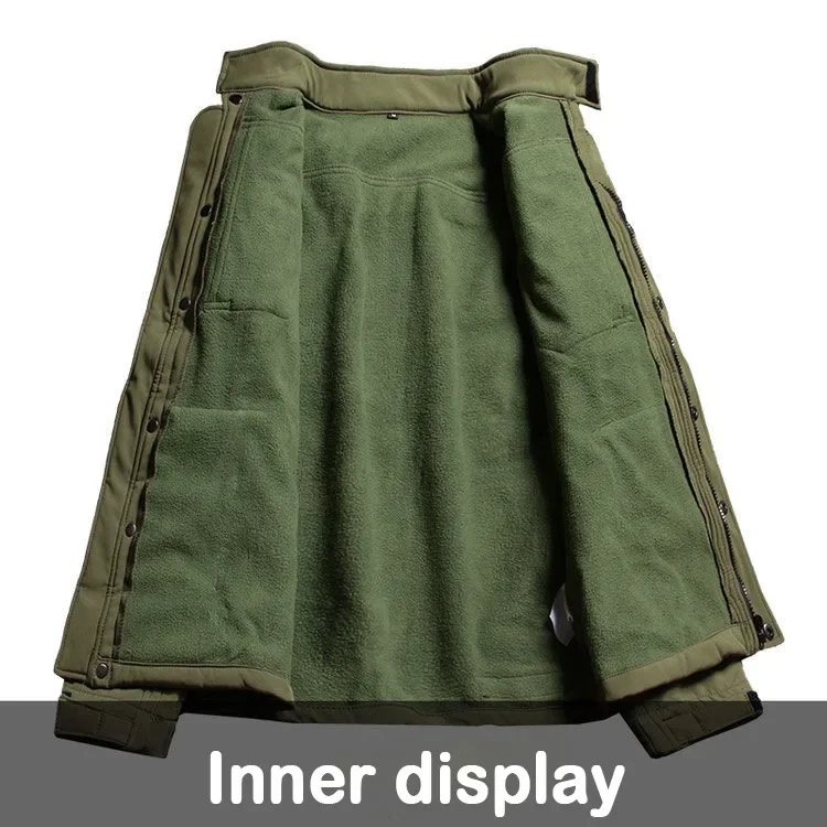 Conjunto militar de piel de tiburón para hombre, chaquetas cálidas de forro polar resistentes al desgaste con múltiples bolsillos, pantalones