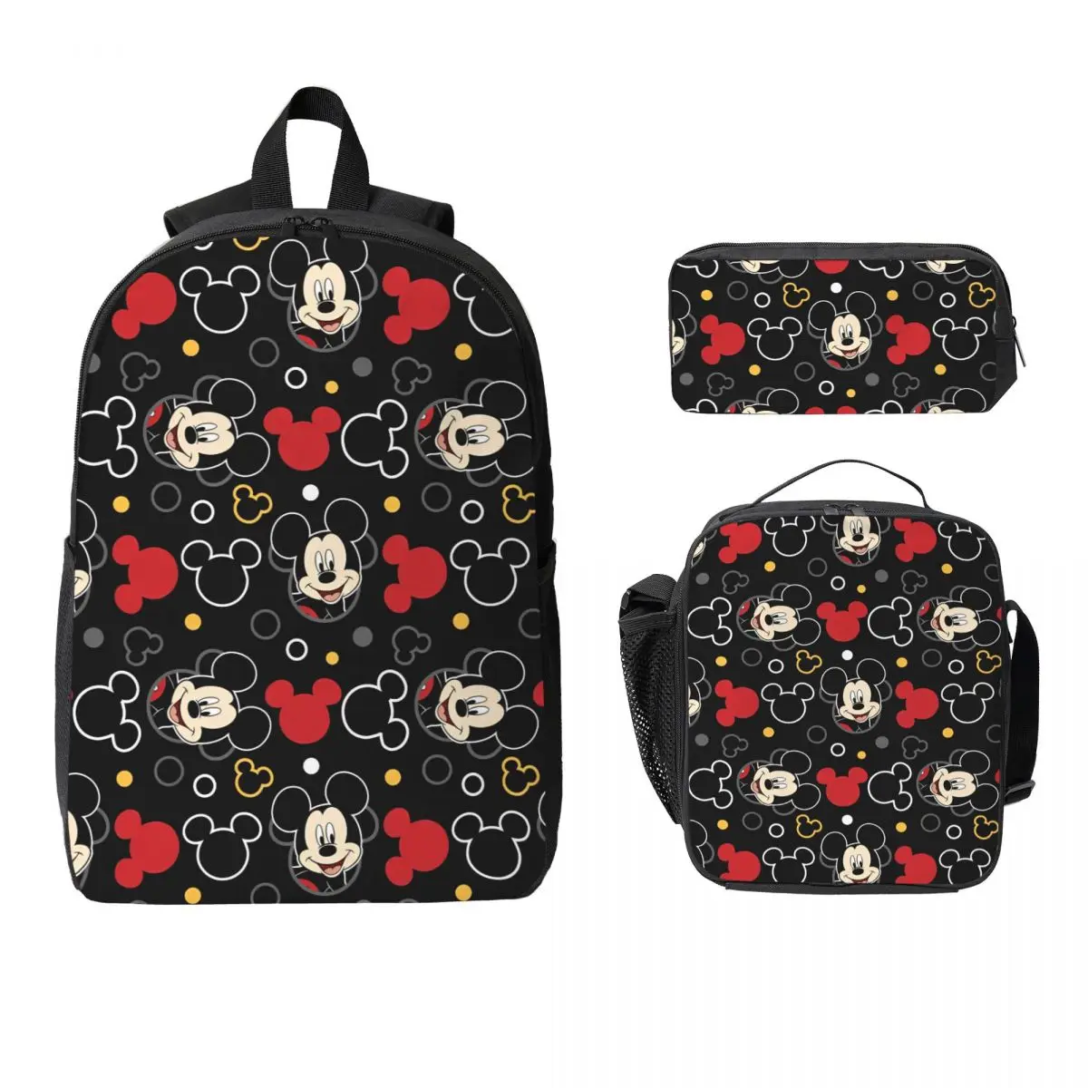 

3Pcs Mickey Mouse Minnie Backpack Set for Children Pencil Boxes Bookbag Sets with Lunch Box For School Students Daypack