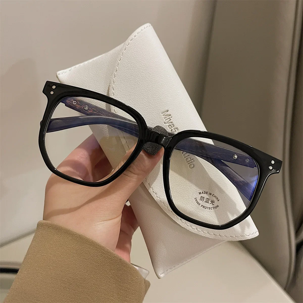 Vintage Große Rahmen Holzmaserung Bein Myopie Brille TR Anti Blau Licht Schmerzen Brillen High Definition Presbyopie Brille für Frauen – Detail 16