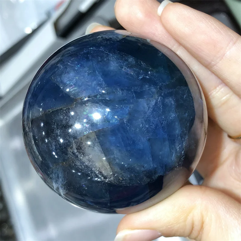 5.5CM Natural Blue Fluorite Sphere Quartz Sphere Polishing Stone Meditation Therapy Gemstone Home Decor Craft Stone Gift