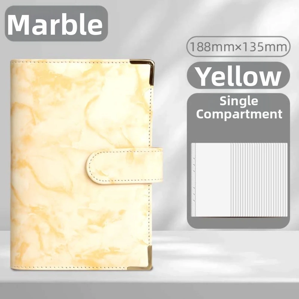 Mini A6 Money Saving Binder Marbling/Leopard Print Faux Leather Savings Challenges Book Durable Waterproof Mini Budget Binder