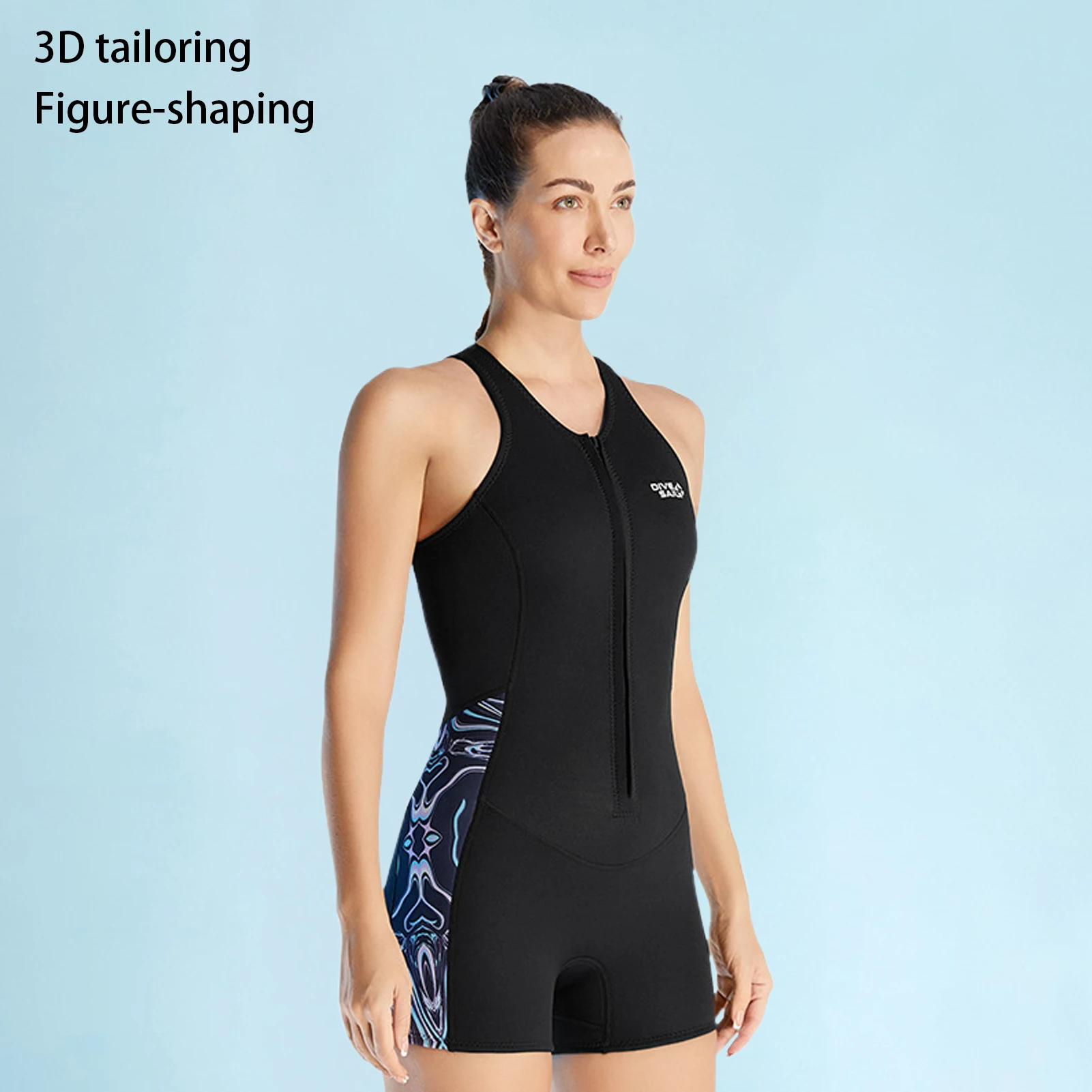 Roupa de mergulho feminina de uma peça shorty 2mm neoprene maiô mergulho shorty terno com frente para natação mergulho