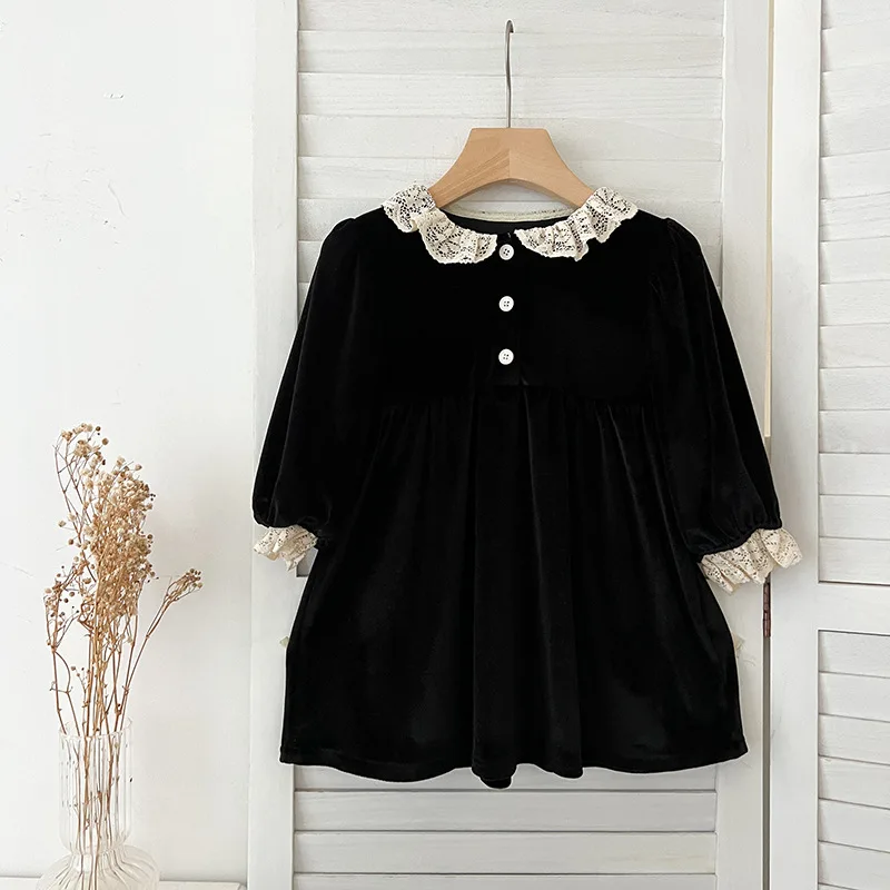 

Children's Sister Outfits Girls' Dress Spring and Autumn New Lace Dress Long Sleeve Baby Outing Romper Crawling Suit