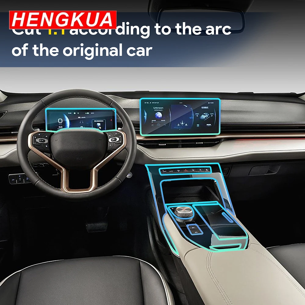 Para Haval H6 3ª Geração 2021-2024: Película Protetora Transparente de TPU para Console Central, Painel de Navegação, Painel de Câmbio e Painéis de Portas/Janelas (LHD)