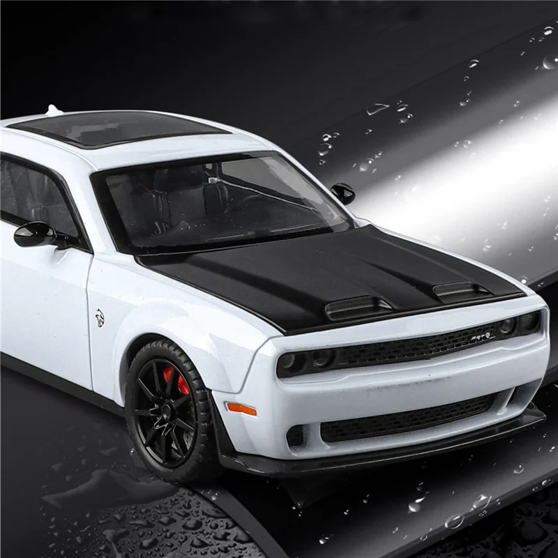 1:24 Dodge Challenger SRT Hellcat Alloy Sports Car Model Diecast Metal Muscle Racing Car Vehicle Model Sound Light Kids Toy Gift