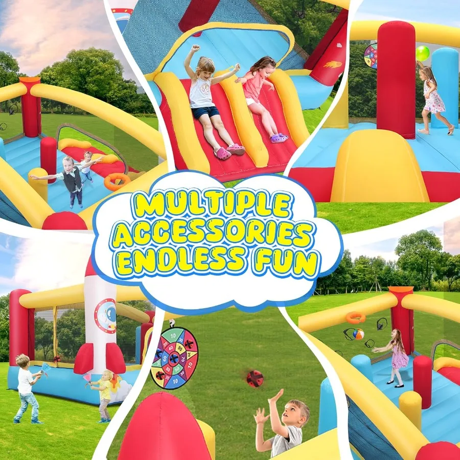 Springhuis voor grote kinderen 8-12, 13x11x9Ft springhuis met groot springgebied, hindernisbaan, springhuis met dubbele glijbanen, buiten