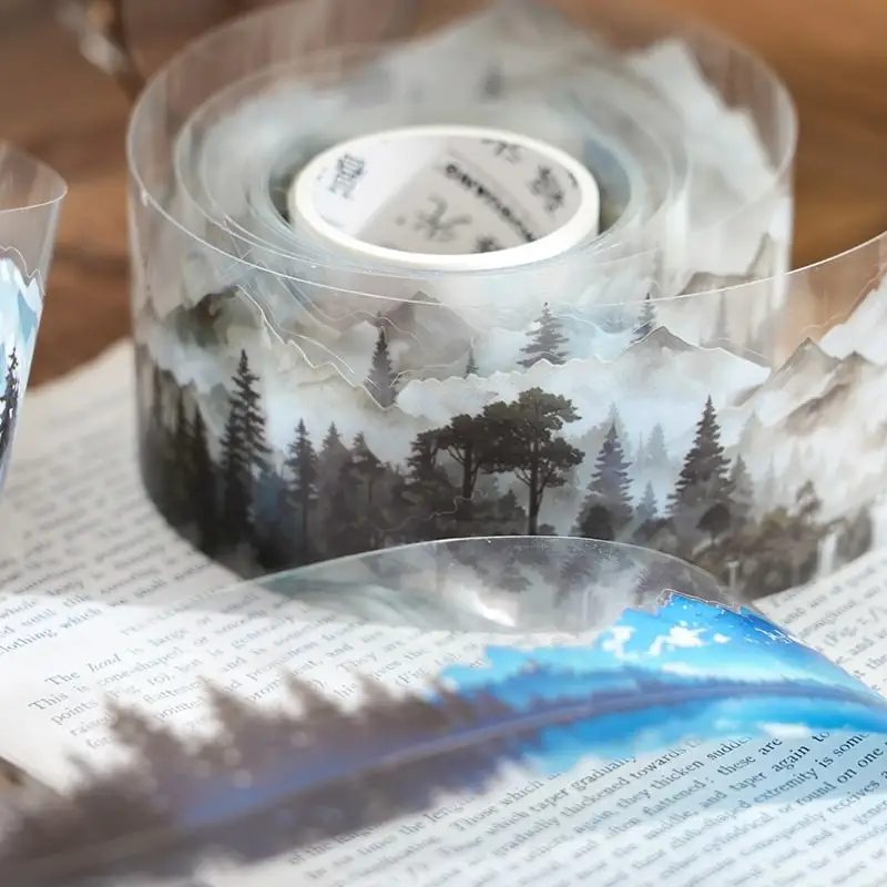 Journal GO 4.5x200cm Natural Forest Tape Sticker Scenery for Collage Junk Journal Scrapbooking Landscape DIY Masking Tape