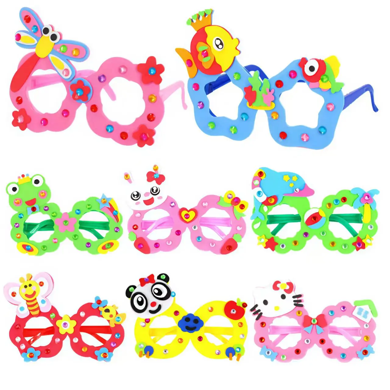 Okulary Diamentowe EVA Zabawka Rękodzielnicza dla Dzieci DIY Kreatywny Zestaw Materiałów do Wklejania Rekwizyty na Festiwal dla Przedszkolaków Rekwizyty do Występów Szkolne