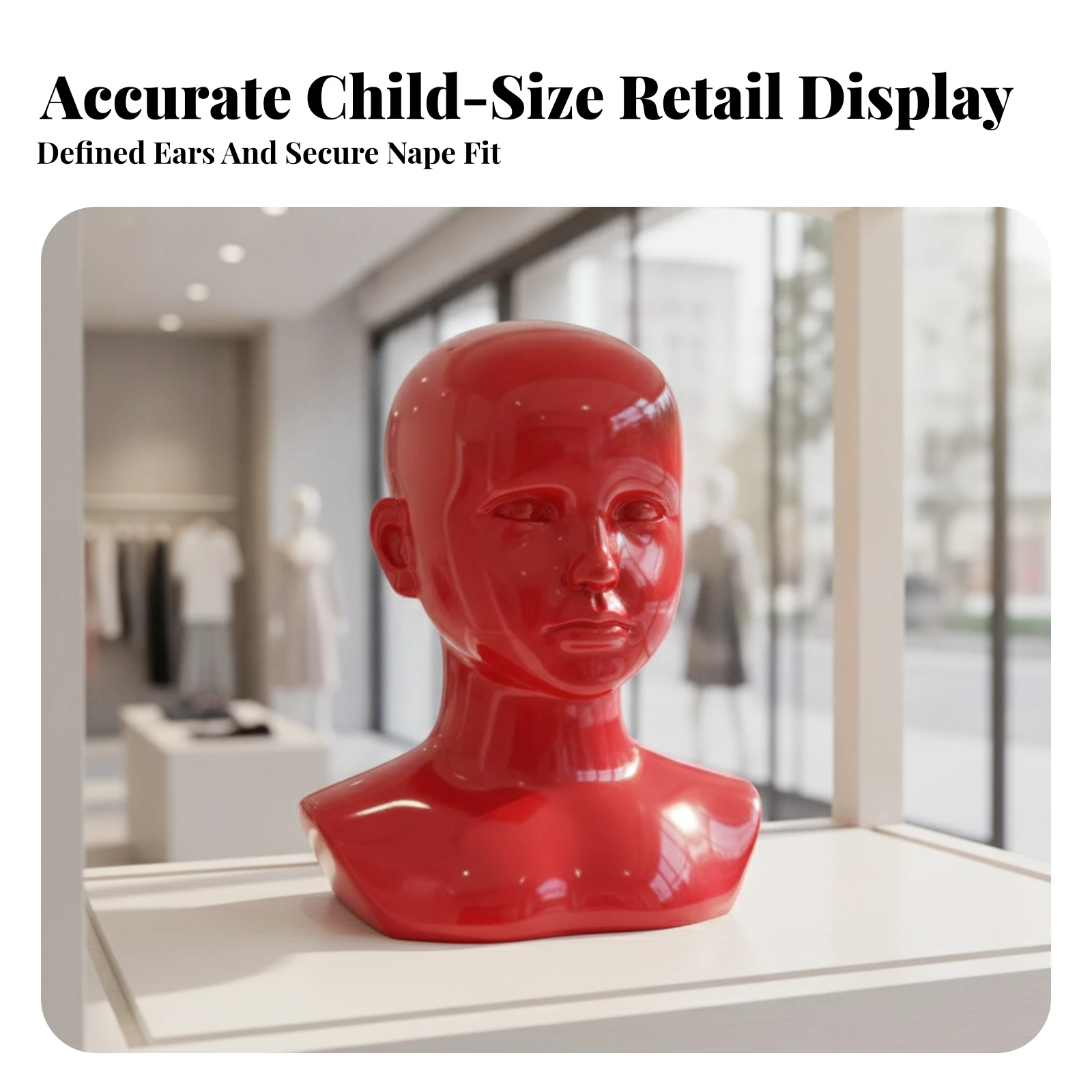 Child Mannequin Head Stable Hairpiece Display Head Hat Display Stand Lightweight Lifelike for Boutiques, Shop Showcases
