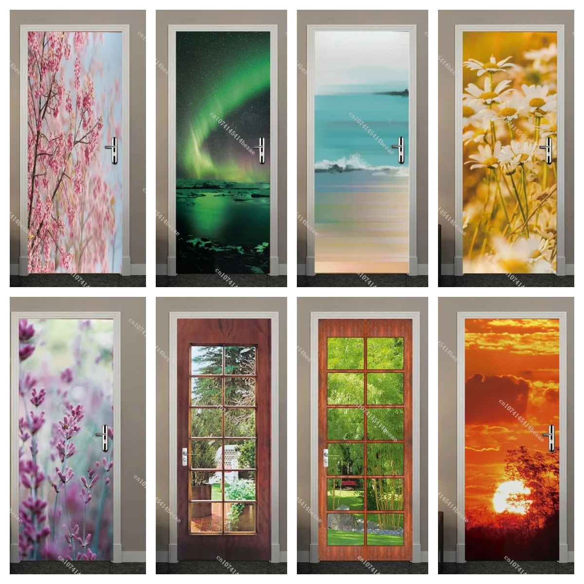 European Style 3D Door Stickers Decoration Living Room Corridor Wall Decoration PVC Waterproof Self-adhesive Painting Decals