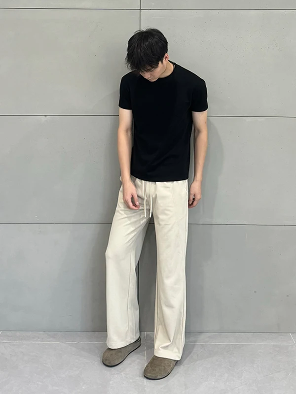 

Мужские повседневные брюки из белого ледяного шелка с широкими штанинами Qui Dry Bootcut, прочные прямые брюки для отдыха в американском стиле Preppy Sle