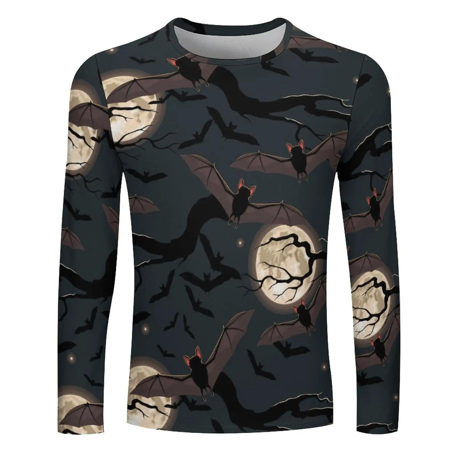 Leisure Simple Loose Spring And Autumn Men Cartoon Animal Irregular Sort Pattern Trend Breathable Long Sleeve T-Shirt