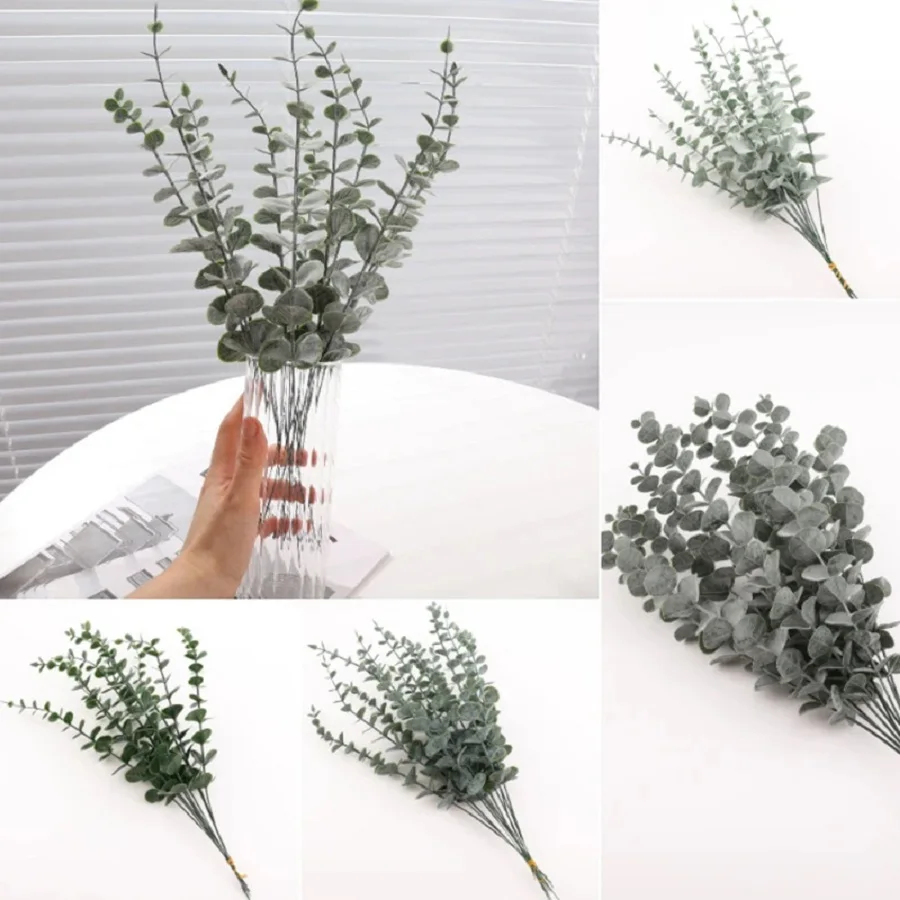 10pc 38CM Artificial Plants Eucalyptus Leaves Green Leaf Branches Flowers Wreath DIY Bouquet Centerpiece Wedding Home Decoration