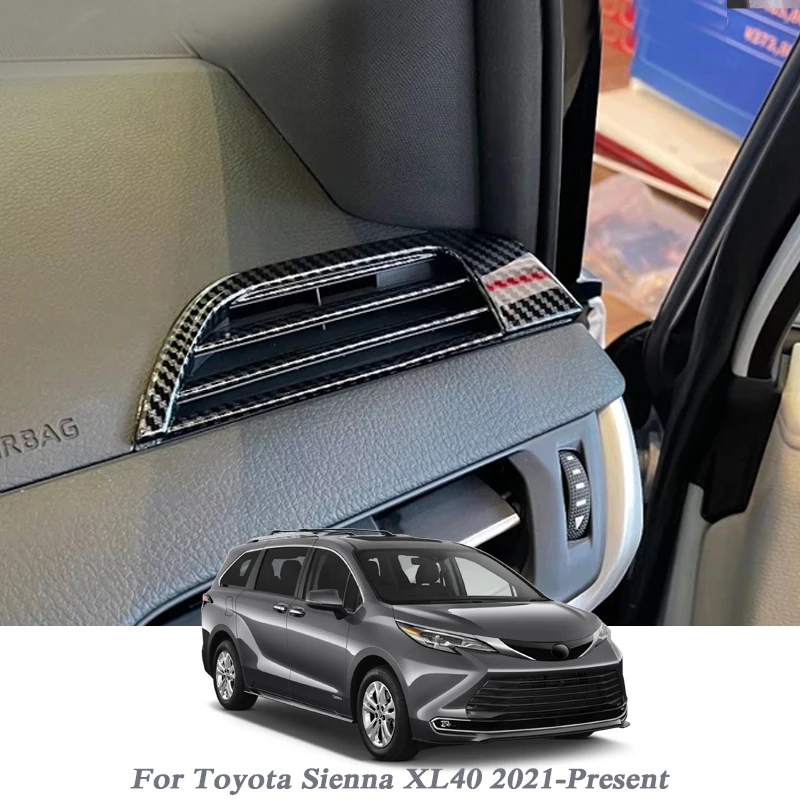 

2pcs ABS Car Styling For Toyota Sienna XL40 2021-Present Internal Dashboard Outlet Vent Sequins Sticker Frame Auto Accessory