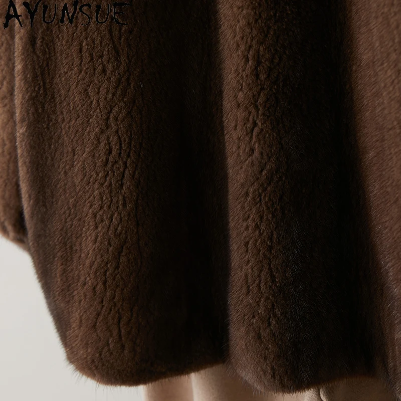 AYUNSUE Natural Mink Fur Coats Woman 2025 Winter Coats Jackets Woman Korean Style Lady Clothes Woman High Quality Pelz Jacke