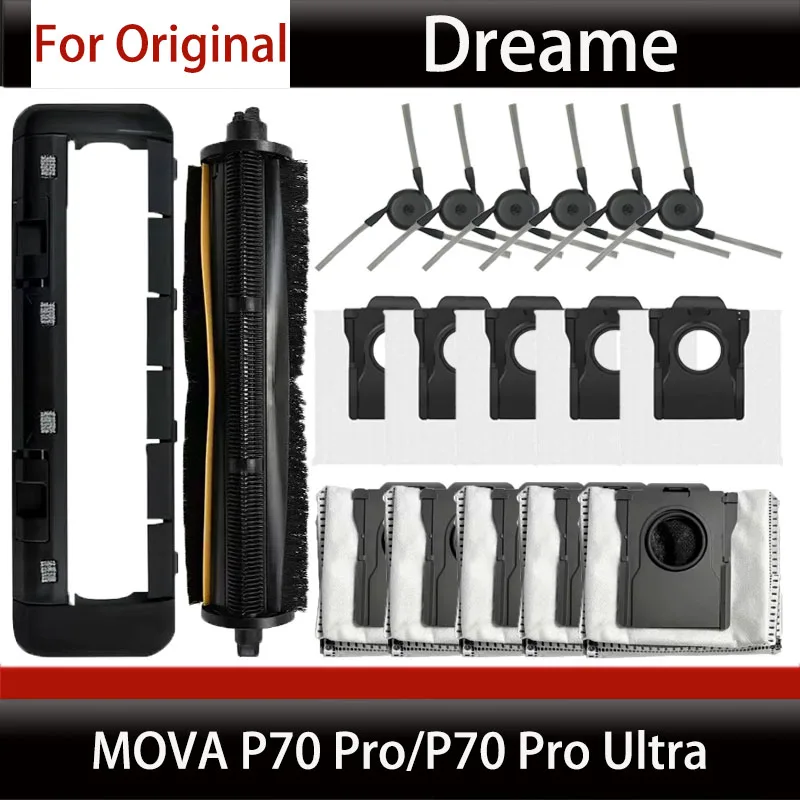 Couverture de brosse principale authentique MOVA P70 Pro Ultra, brosse latérale, sac à poussière, liquide de nettoyage, pièces et consommables pour aspirateur