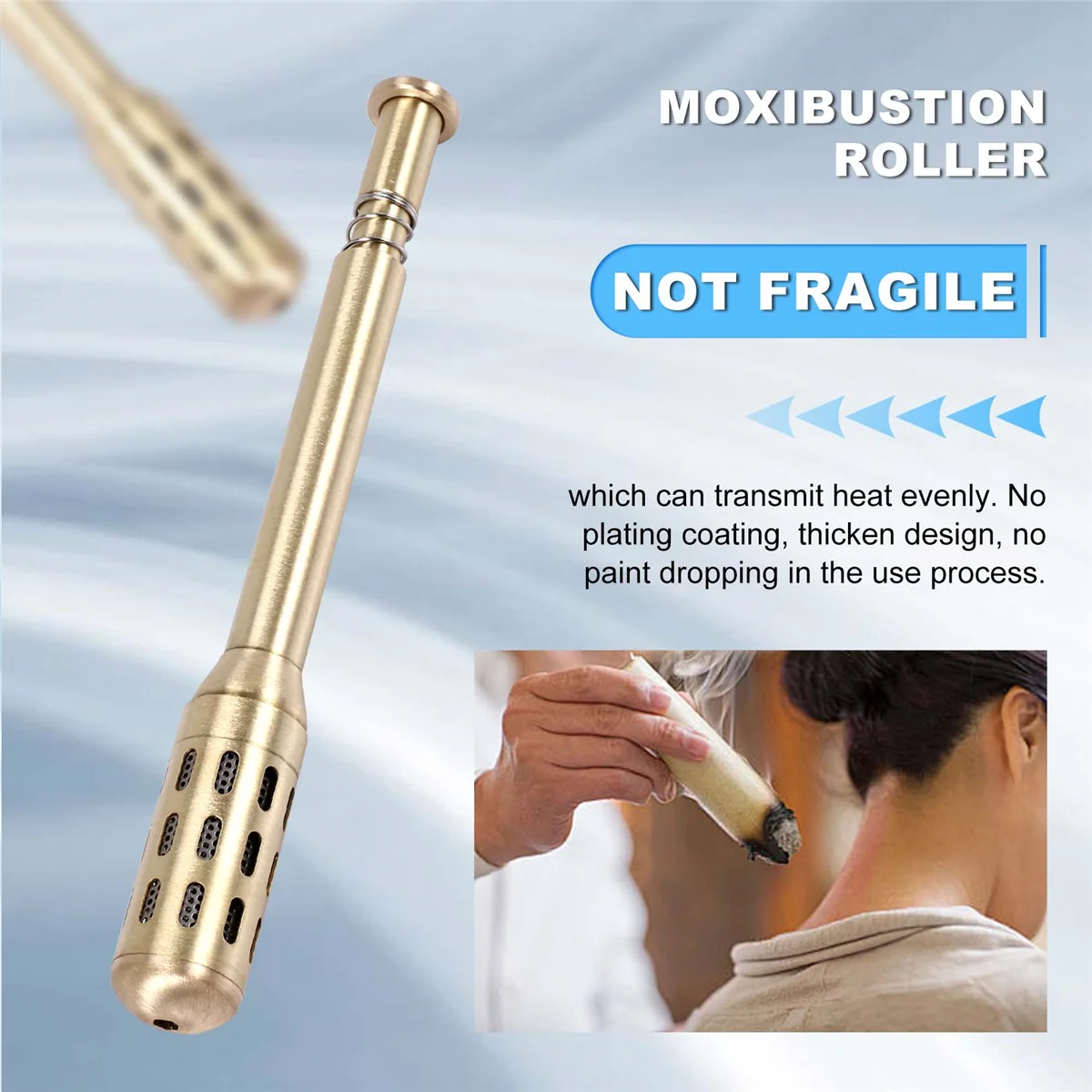 Roll Set Acupuncture Therapy Copper Massage Meridian Moxibustion Roller Stick Mini-Smoke Mugwort Burner