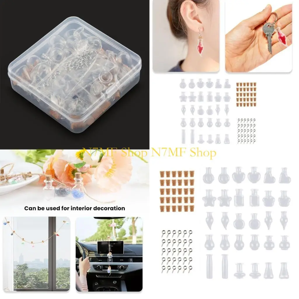 

N7MF Pack of 30 Assorted Glass Bottles Glass Wishing Bottles Small Glass Bottle Pendant Glass Bottle Set for Jewelry Making