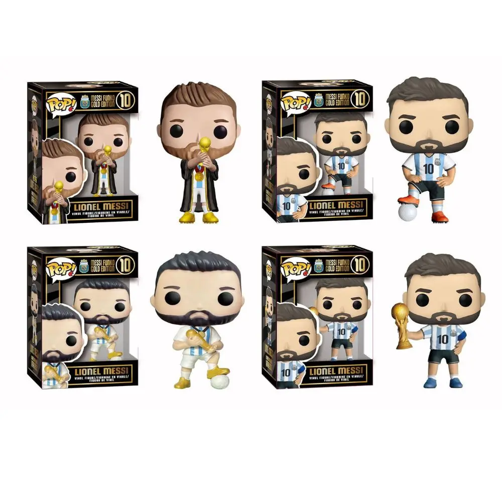 Funko Pop Lionel Messi Black Gold Edition #10 Football Stars PVC Action Figure Collection Model Toy for Children Birthday Gift