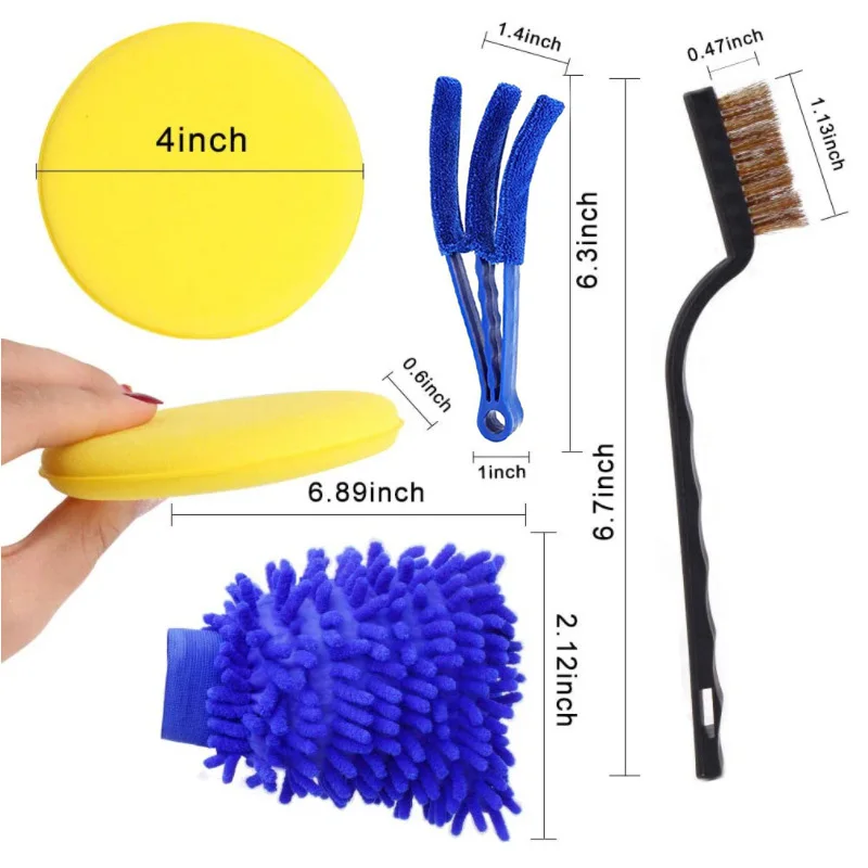 SEAMETAL 13/14/15PCS Car Detailing Brush Set Car Cleaning Brushes Sponges Towels Air Vents Rim Cleaning Dirt Dust Clean Tools