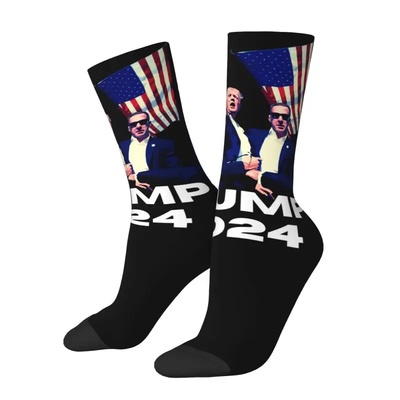 Custom Trump Will Be Back Men's Crew Socks Unisex Funny 3D Print American USA Dress Socks