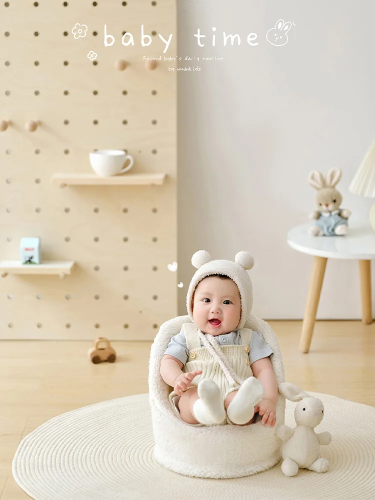 Cute Babies Clothes Crochet Bear Hat Knitted Overalls Short Sleeve Socks 4pcs/Set Photography Outfits Bunny Dolls Shooting Props