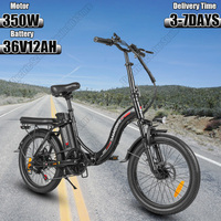 Electric Bicycle 350W Brushless Motor 36V12AH Lithium Battery Aluminum Alloy Electric Bike 20-inch Tire Mountain Folding E-bike